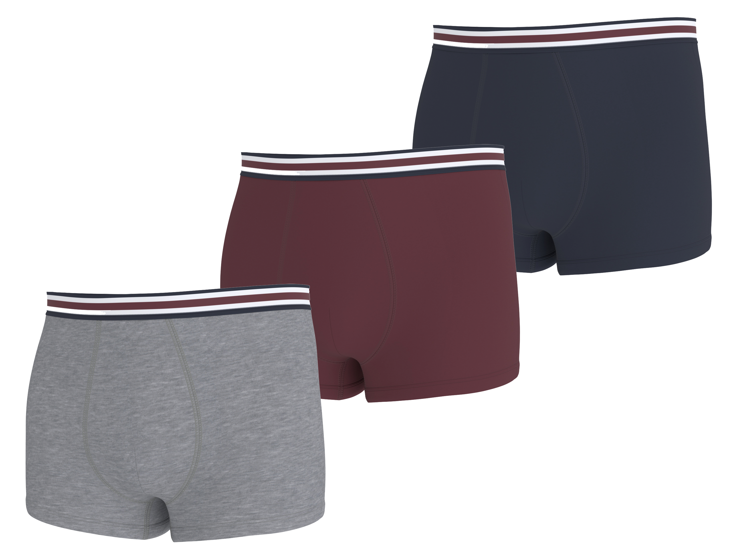 ESMARA MEN Heren boxershorts, 3 stuks. (marine/rood/grijs, XL)
