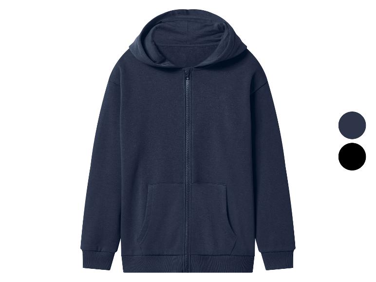 Donkerblauwe hoodie met rits en voorzakken