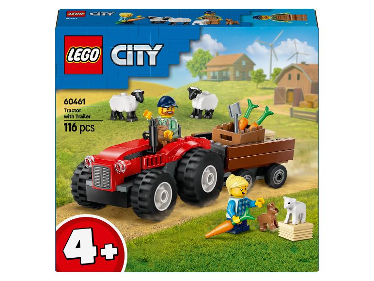 LEGO City 60461 Tractor met aanhanger, met boeren en dieren op een boerderij.