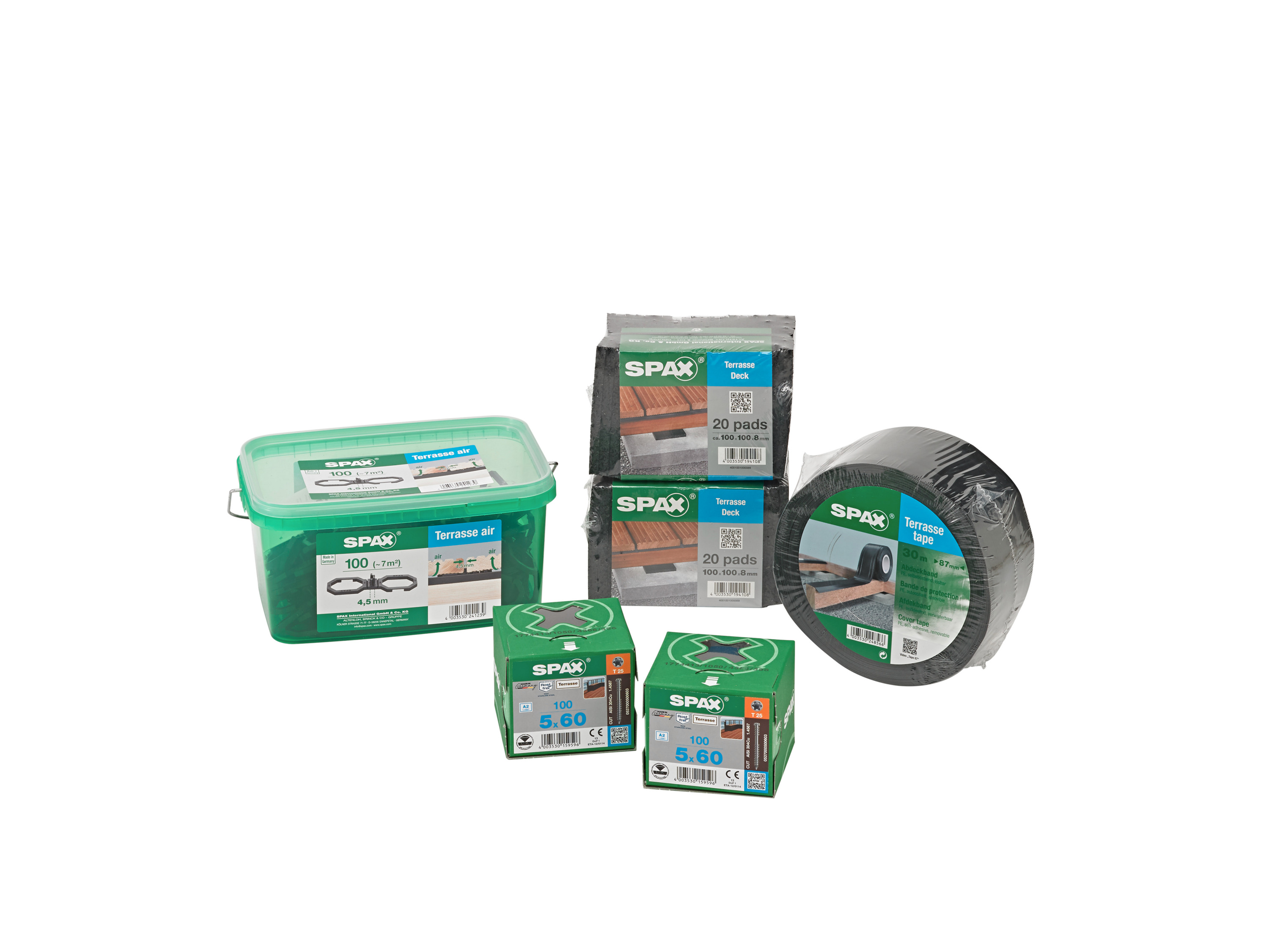 SPAX Terrasschroeven set, 5 x 60 mm, voor 6 m² terrassen, RVS