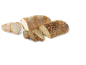 Sneetjes rustiek witbrood en volkorenbrood met zaden op een zwarte achtergrond