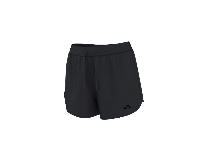 Zwarte sportshorts met elastische tailleband en trekkoord, met klein logo op de pijp.