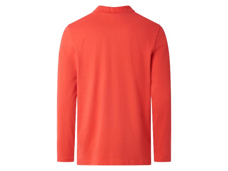 Rood poloshirt met lange mouwen voor heren, achterkant