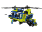 Speelgoedhelikopter van bouwstenen met speelfiguren en een quad