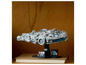 Een Lego Millennium Falcon Star Wars-model op een boek.