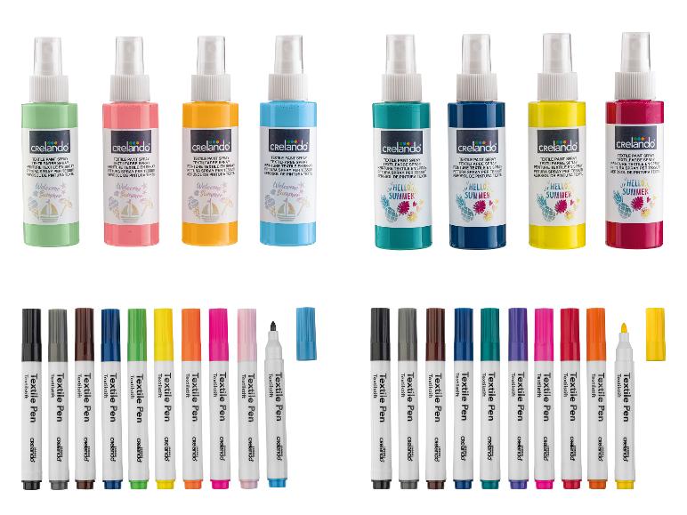 Crelando textielsprays en -stiften: zomerkleuren.