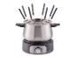 Roestvrijstalen fondueset met acht vorken en een elektrische basis