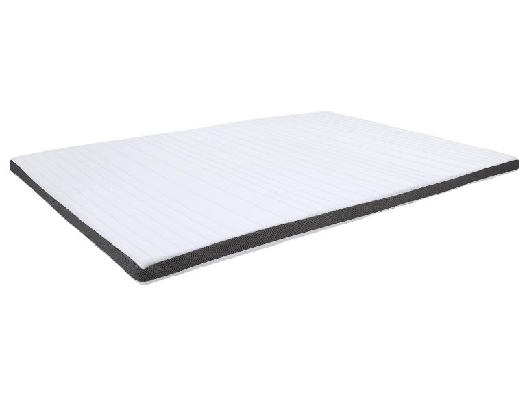 Witte topmatras met grijze zijkanten, schuin weergegeven.
