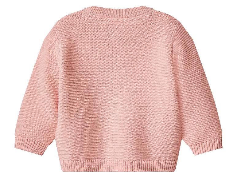 Roze gebreid babyvestje, achterkant