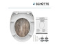Toiletbril met softclose van Schütte met houten look.