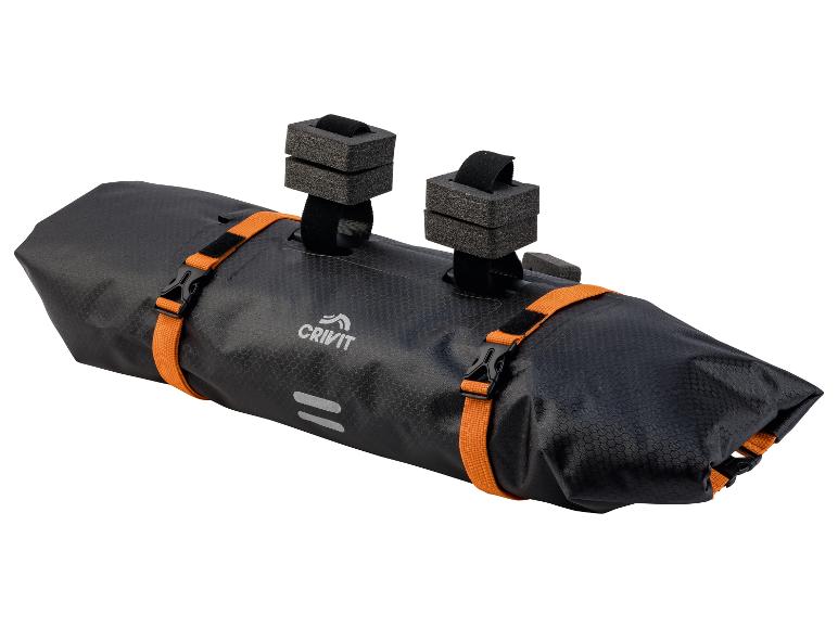 Zwarte en oranje Crivit fietstas.