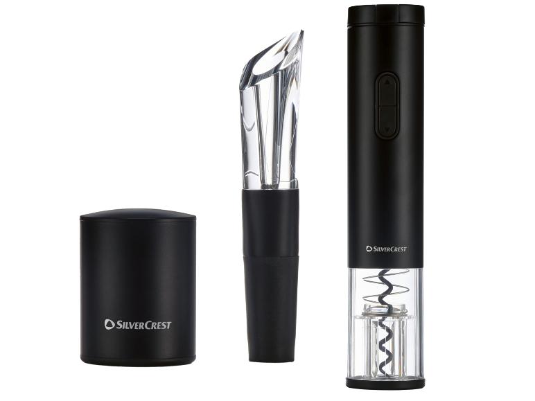 Elektrische kurkentrekker, wijnschenker en vacuümstop in zwart