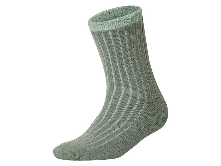 Groene geribbelde sok met pluche boord