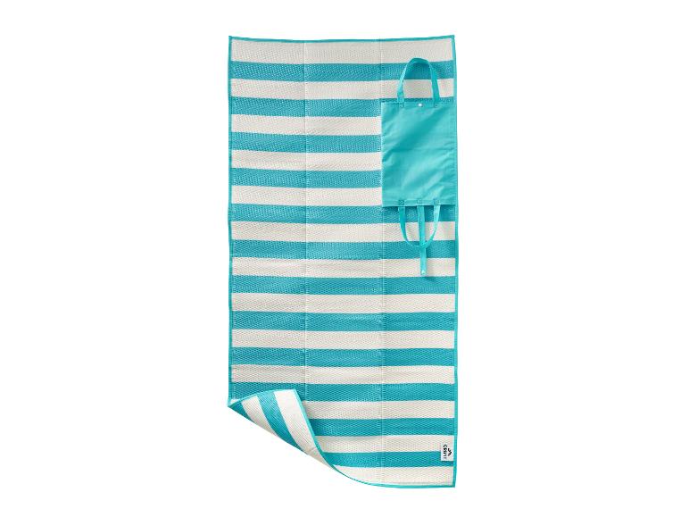 Crivit turquoise gestreept strandmat met draagtas.