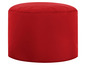 Een rode ronde poef.