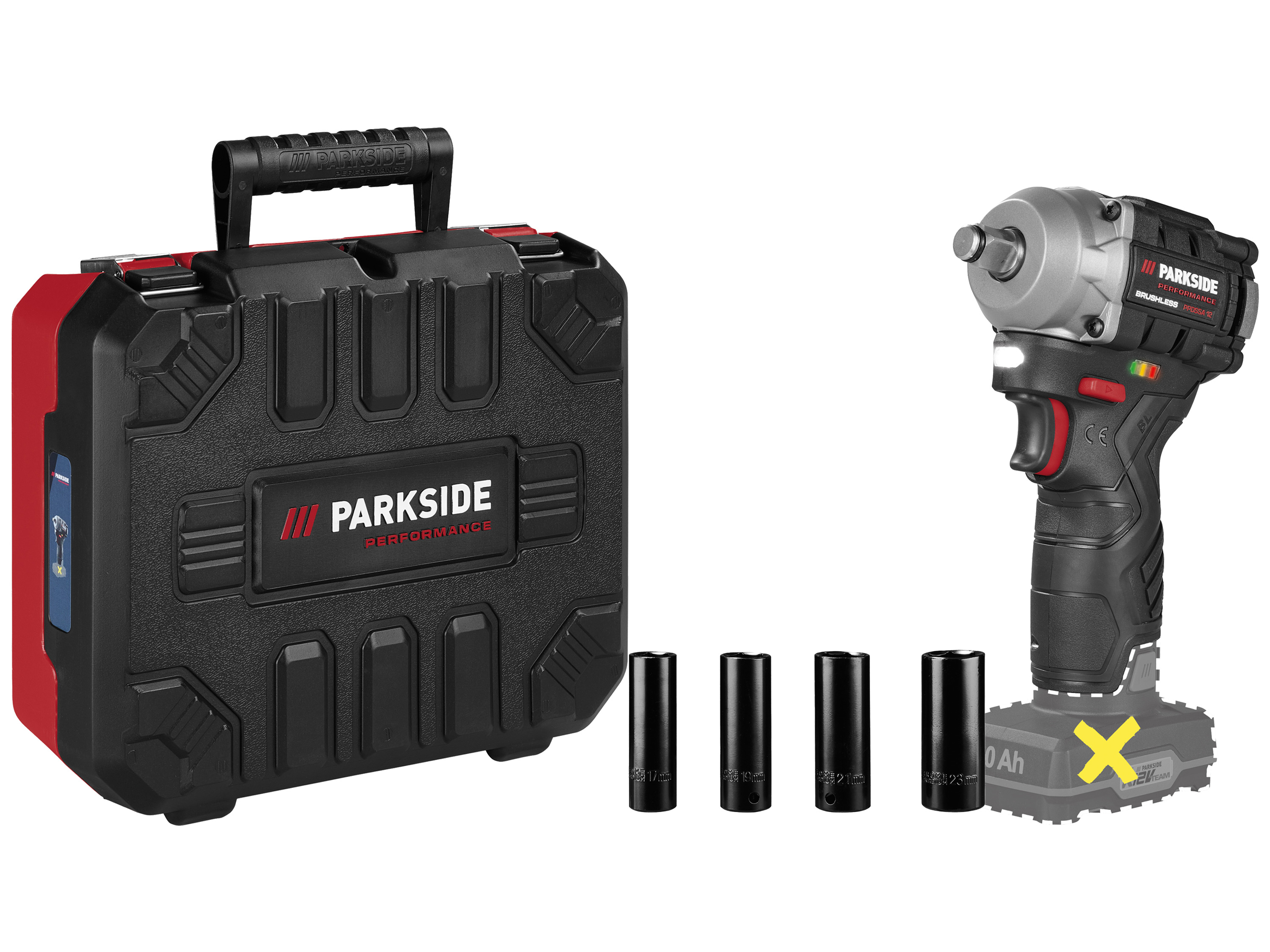 PARKSIDE PERFORMANCE Accu-slagmoersleutel 1/2" 12 V zonder accu en lader