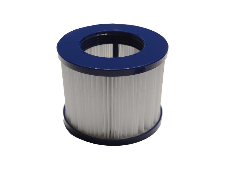 Blauwe en witte cilindrische filtercartridge