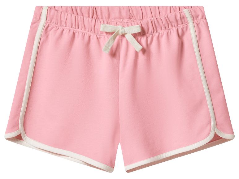Roze dames shorts met witte bies en trekkoord in de taille.