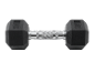 CRIVIT Hexagonale halter, 7,5 kg, met zwart rubber en verchroomd handvat
