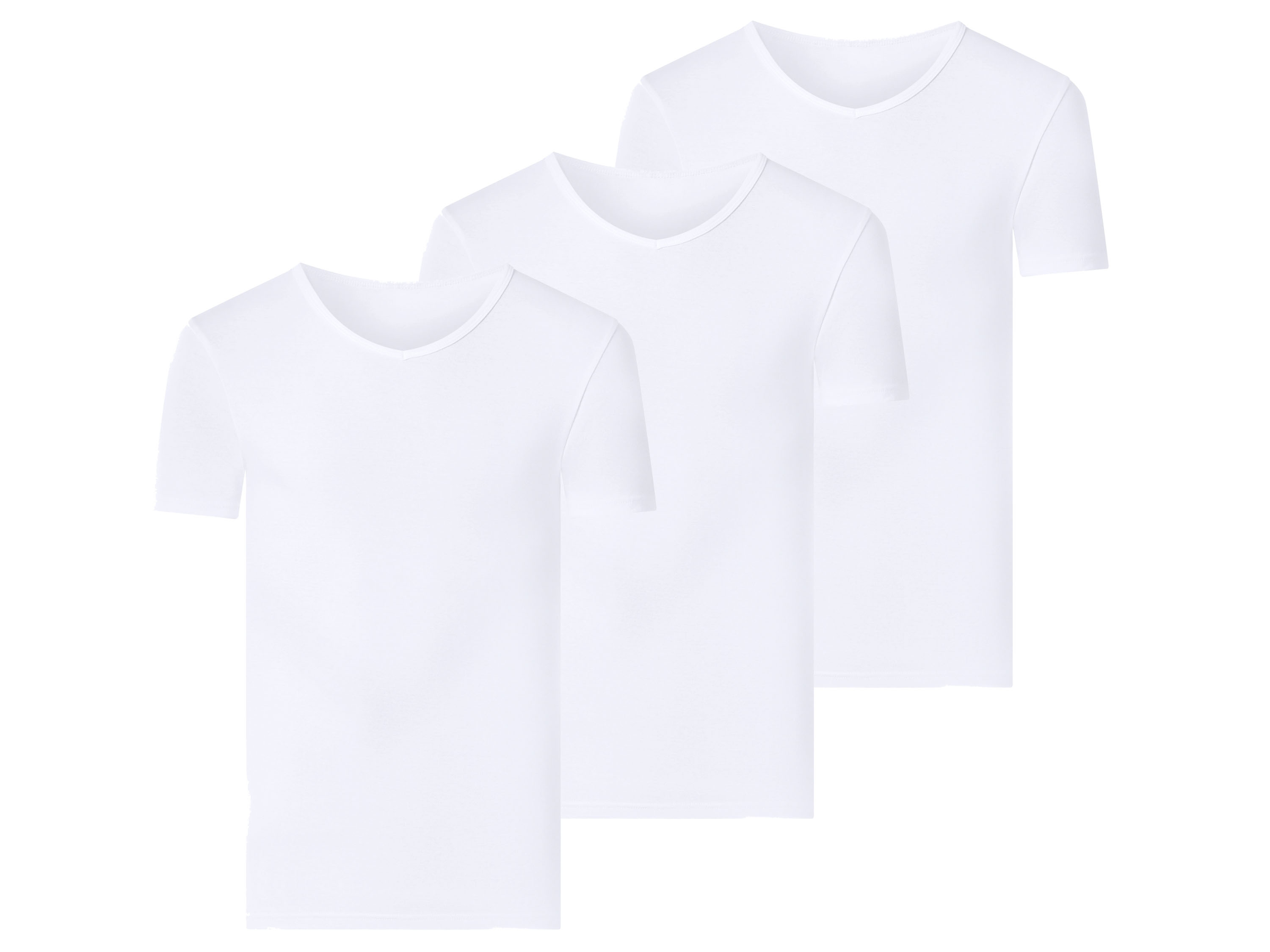 ESMARA MEN Set van 3 geribde heren T-shirts (V-hals, Wit, L)