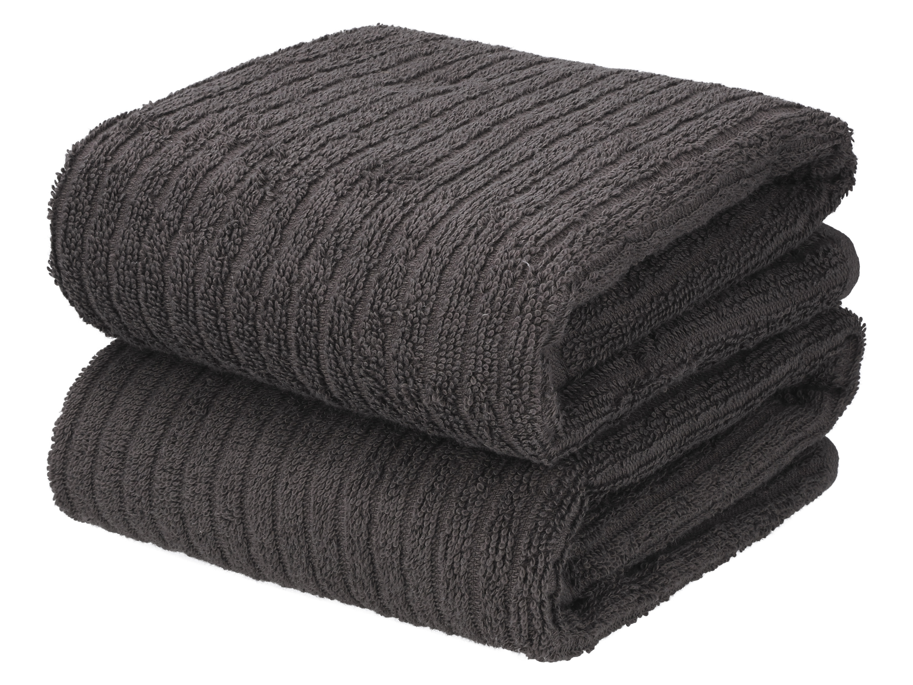 LIVARNO Set van 2 handdoeken 50 x 100 cm (Donkergrijs)