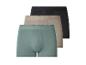Set van drie herenboxers: zwart, beige en teal.
