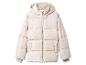 Lichtbeige gewatteerde jas met capuchon en ritssluiting