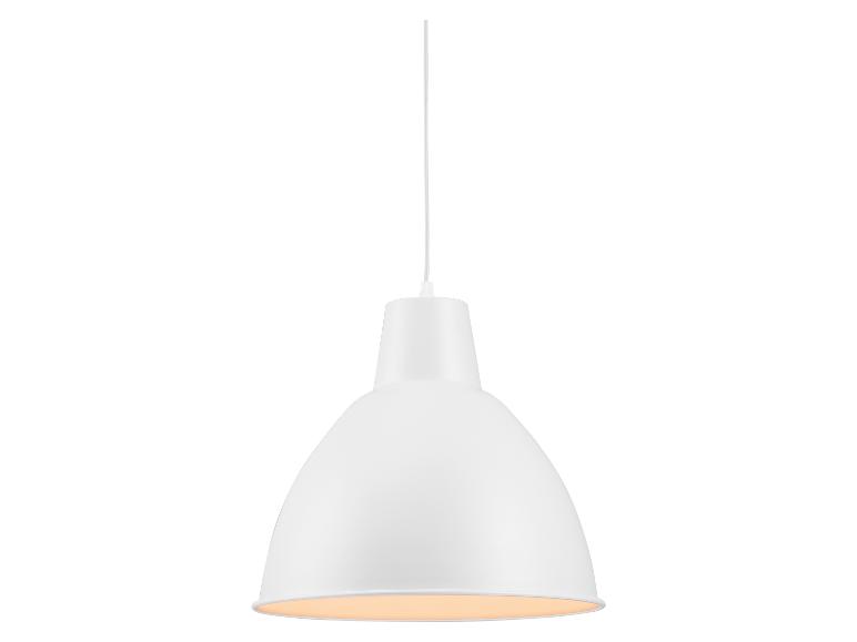 Witte hanglamp met metalen kap en warm licht