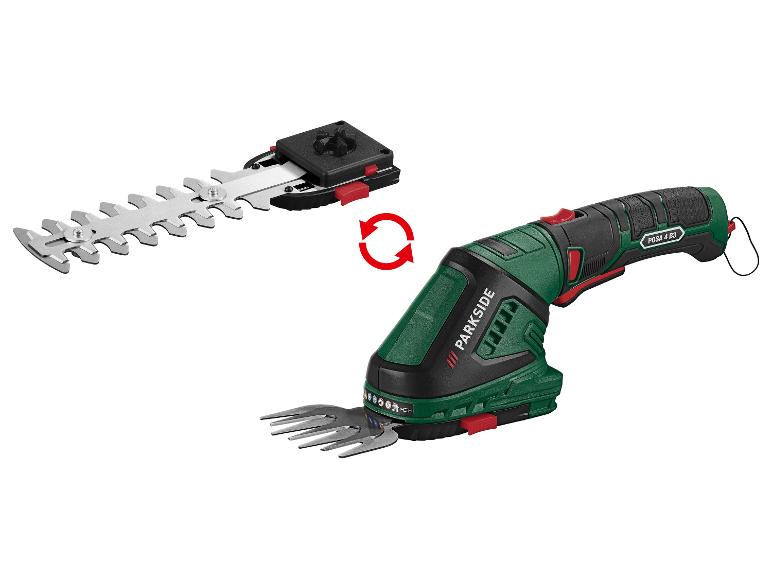 Parkside heggenschaar en kantenscheer: verwisselbare opzetstukken.