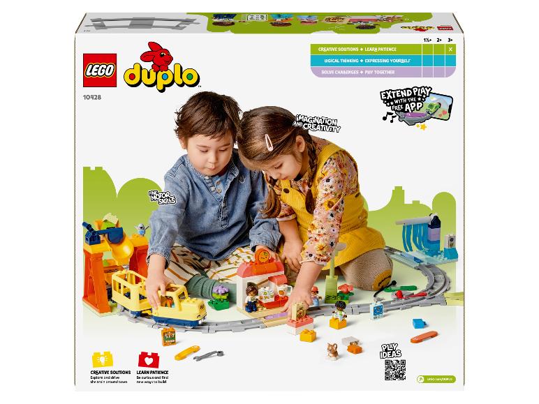 LEGO Duplo treinset met twee spelende kinderen.