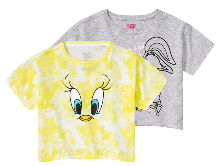 2 kinderen T-shirts (98/104, Looney Tunes wit/grijs)
