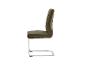Design stoel in olijfgroene velours met verchroomd onderstel.