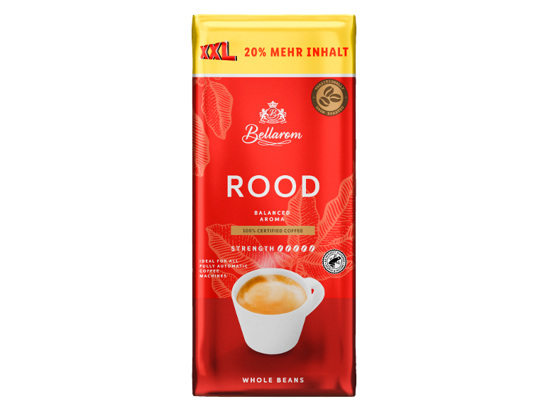 Pak Bellarom Rood XXL koffiebonen met een gebalanceerd aroma.
