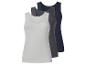Drie dames tanktops in lichtgrijs, donkergrijs en marineblauw.