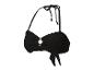 Zwart bikini top, bandeau stijl, strikdetail.