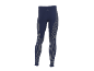 Donkerblauwe sportlegging met verticale strepen en een klein logo op de achterkant.