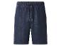 Donkerblauwe denim shorts met elastische tailleband en trekkoord.