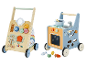 LUPILU® Lauflernwagen: Houten loopwagen met bosactiviteiten en keuken speelkar.