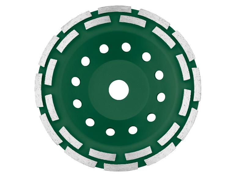 Groene diamantslijpschijf met gesegmenteerde randen en ventilatiegaten.