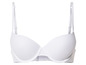 Een witte bh met gladde cups en verstelbare bandjes.