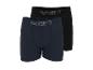 Twee Crivit herenboxershorts, één donkerblauw en één zwart.