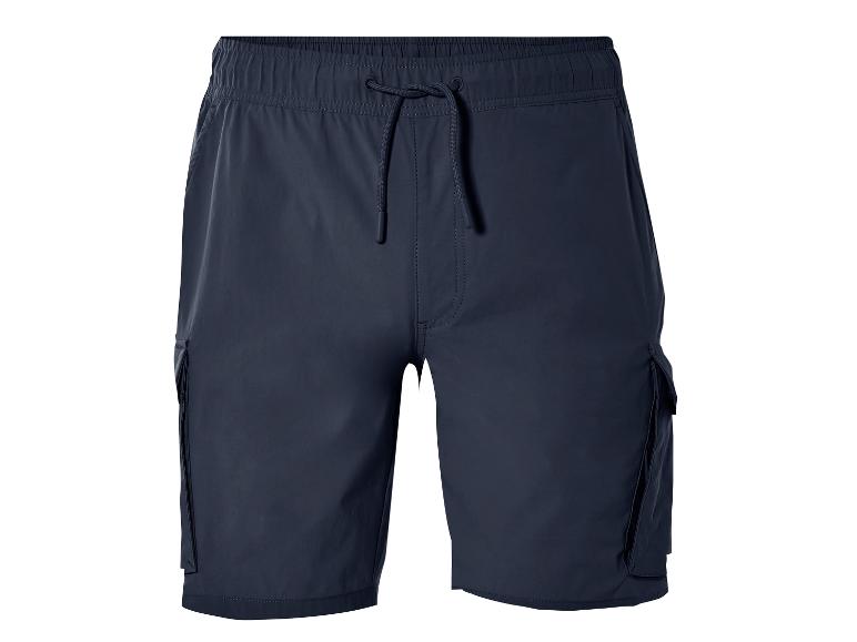 Donkerblauwe cargoshorts met trekkoord.