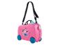 Roze koffer met wielen met Peppa Pig, voor kinderen.
