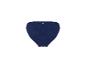 Donkerblauw geribbeld bikinibroekje met een klein logo op de achterkant.