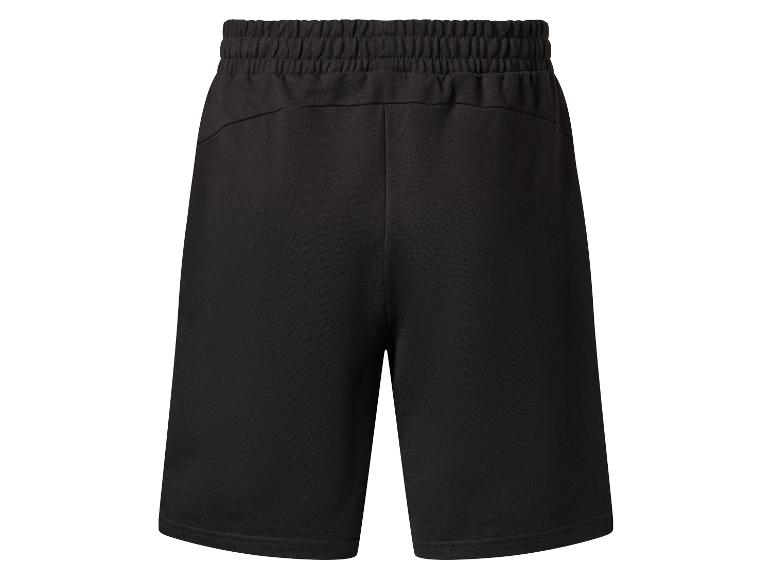 Zwarte heren sportshorts met elastische tailleband, achteraanzicht.