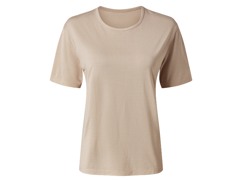 Beige t-shirt met korte mouwen voor dames.