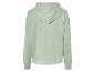 Een lichtgroen hoodie met capuchon.