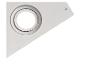 Close-up van een witte afzuigkaplamp met een geborstelde metalen ring, met 'LAMP MAX 1.5W 12V'.