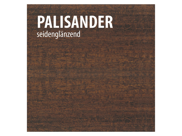 Een donkerbruine houten textuur met de tekst 'PALISANDER seiden glänzend'.
