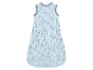 Baby slaapzak met blauwe en grijze stippen.